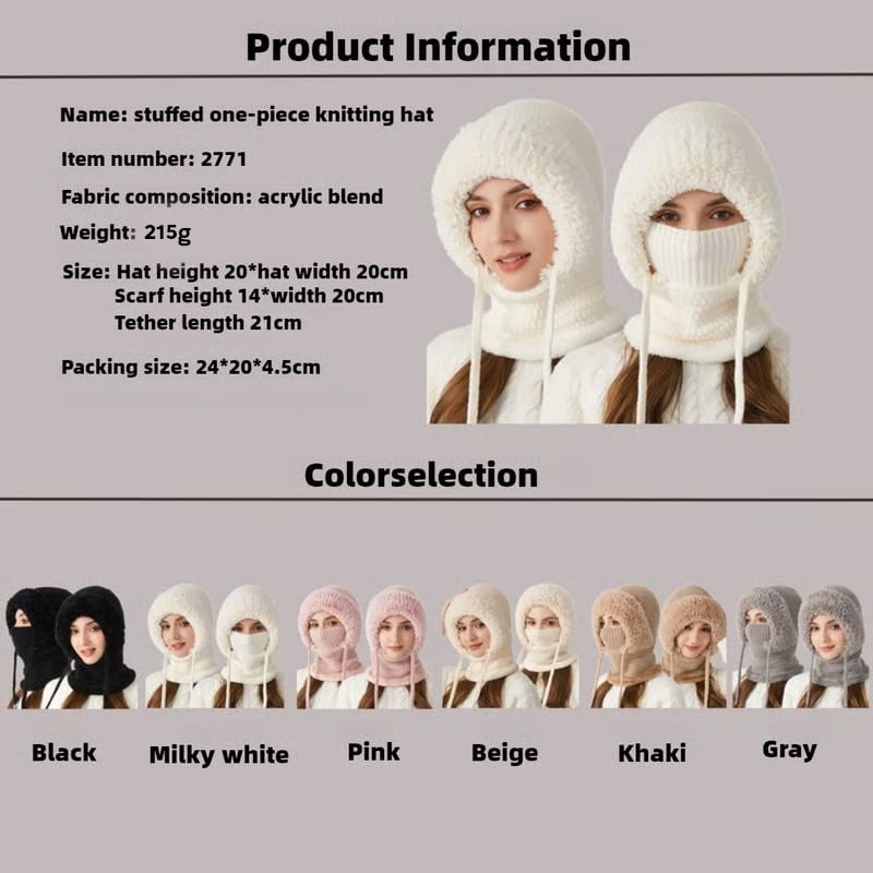 🔥Women's Plush-Lined Knitted Hood & Neck Warmer