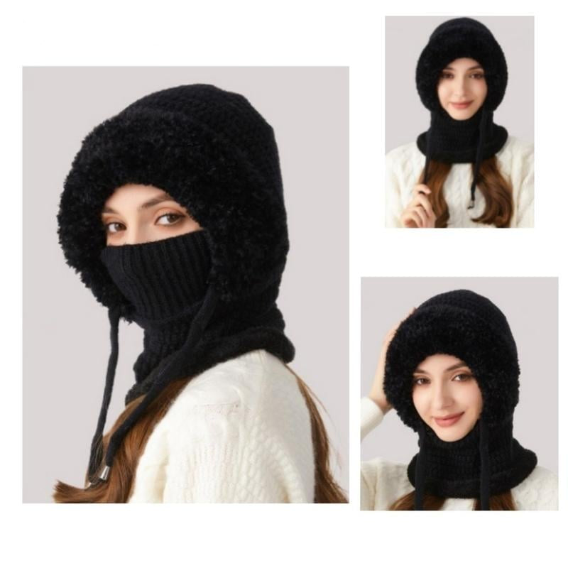 🔥Women's Plush-Lined Knitted Hood & Neck Warmer