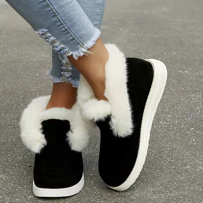 Women's Cozy Fur-Lined Slip-On Ankle Boots