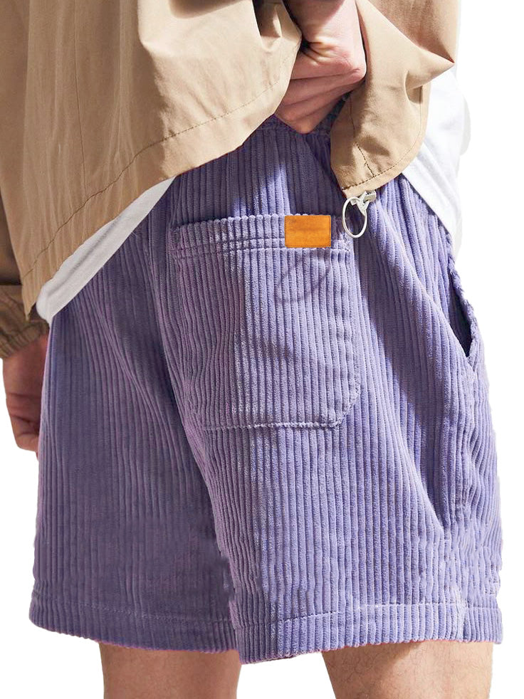 Men's Fashion Casual Corduroy Logo Embroidered Shorts 