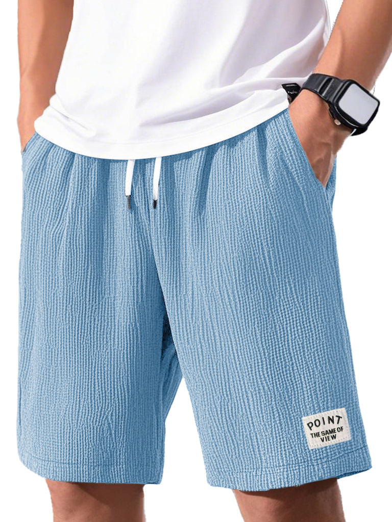 Men's Fashion Casual Short-sleeved Pleated Fabric Shorts