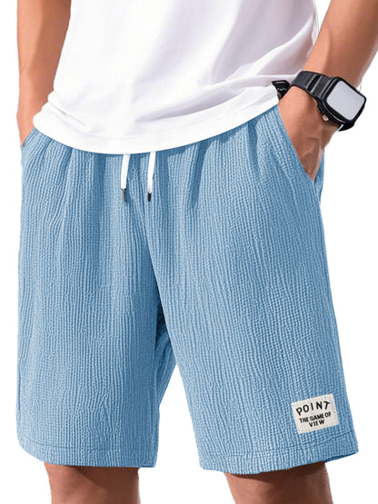 Men's Fashion Casual Short-sleeved Pleated Fabric Shorts