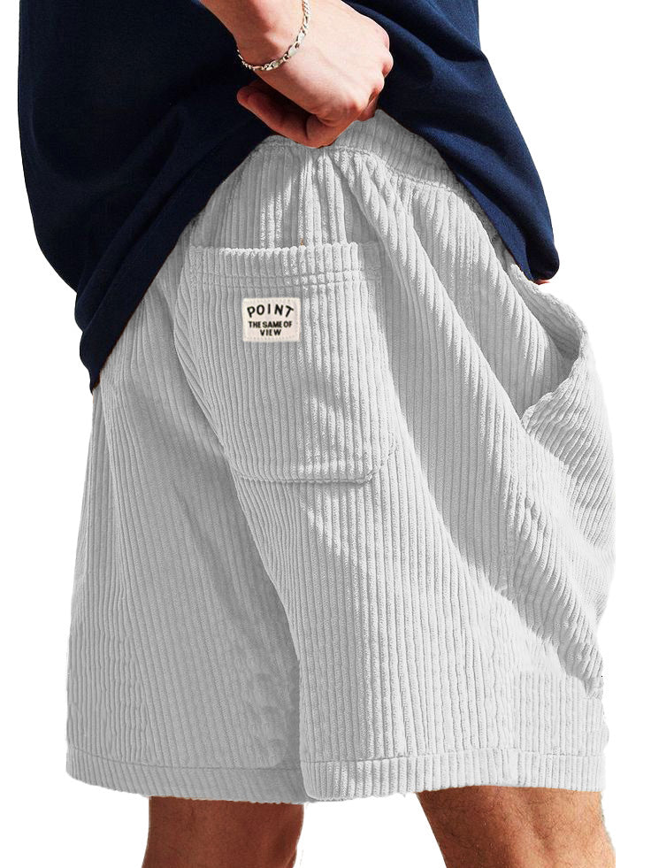 Men's Fashion Casual Corduroy Logo Embroidered Shorts 