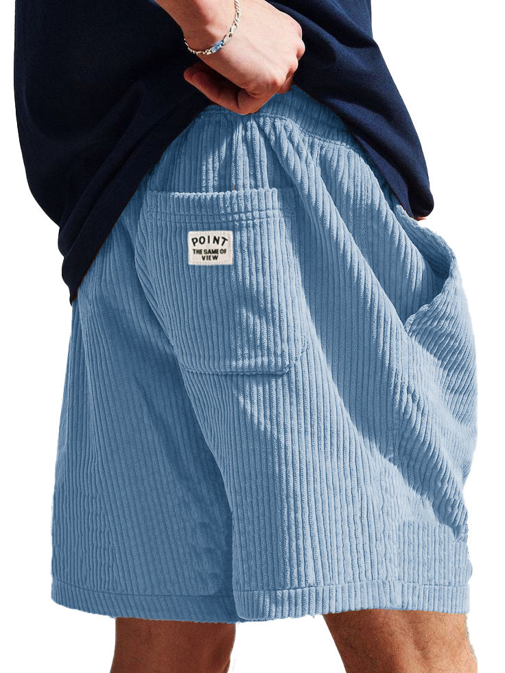 Men's Fashion Casual Corduroy Logo Embroidered Shorts 