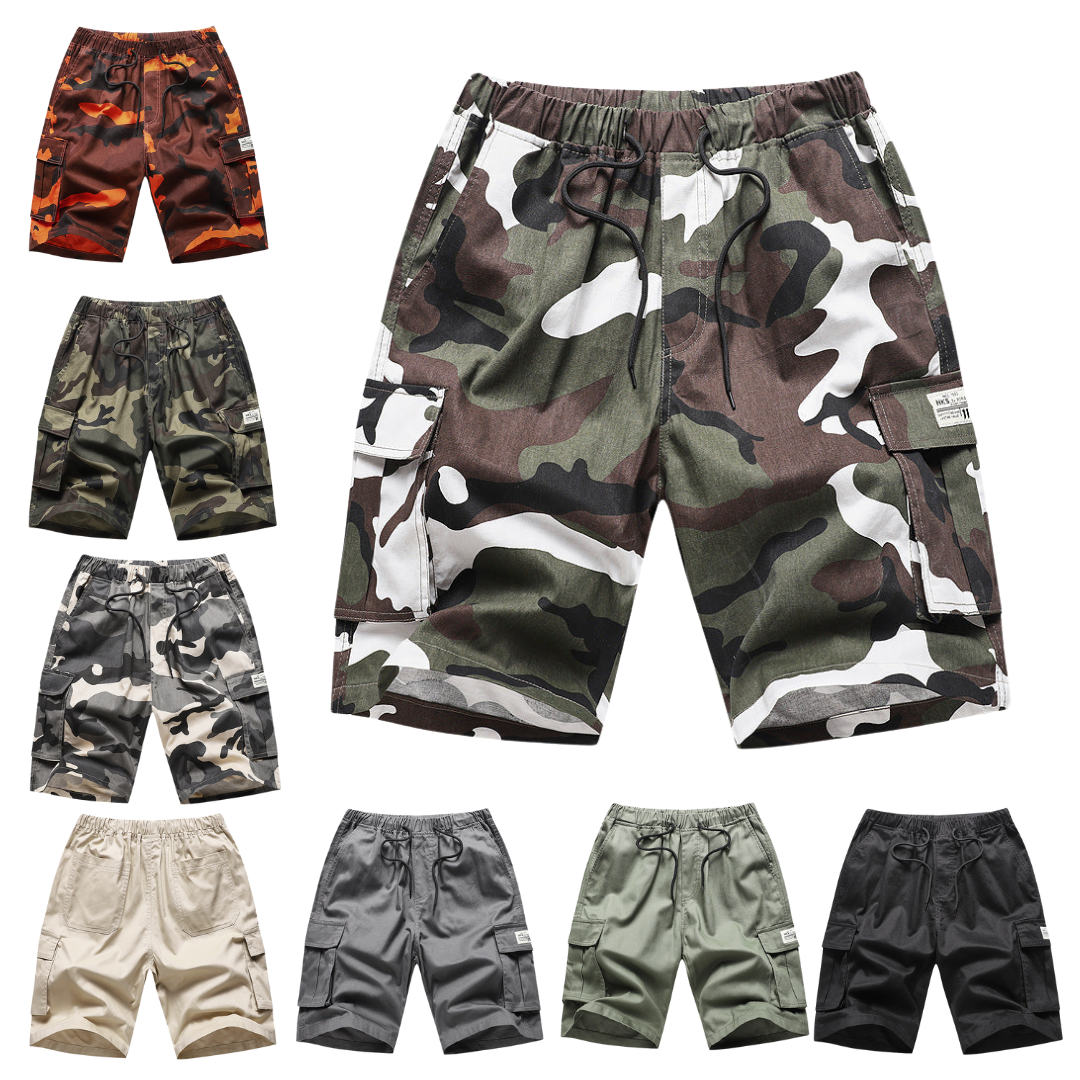 Large size cargo shorts, men's camouflage sports shorts
