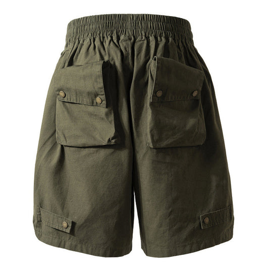 Hygosport Military Style Solid Color Three-dimensional Multi-pocket Functional Casual Men's Shorts