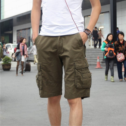 Hygosport Summer Outdoor Pure Cotton Washed Multi-Pocket Men's Shorts