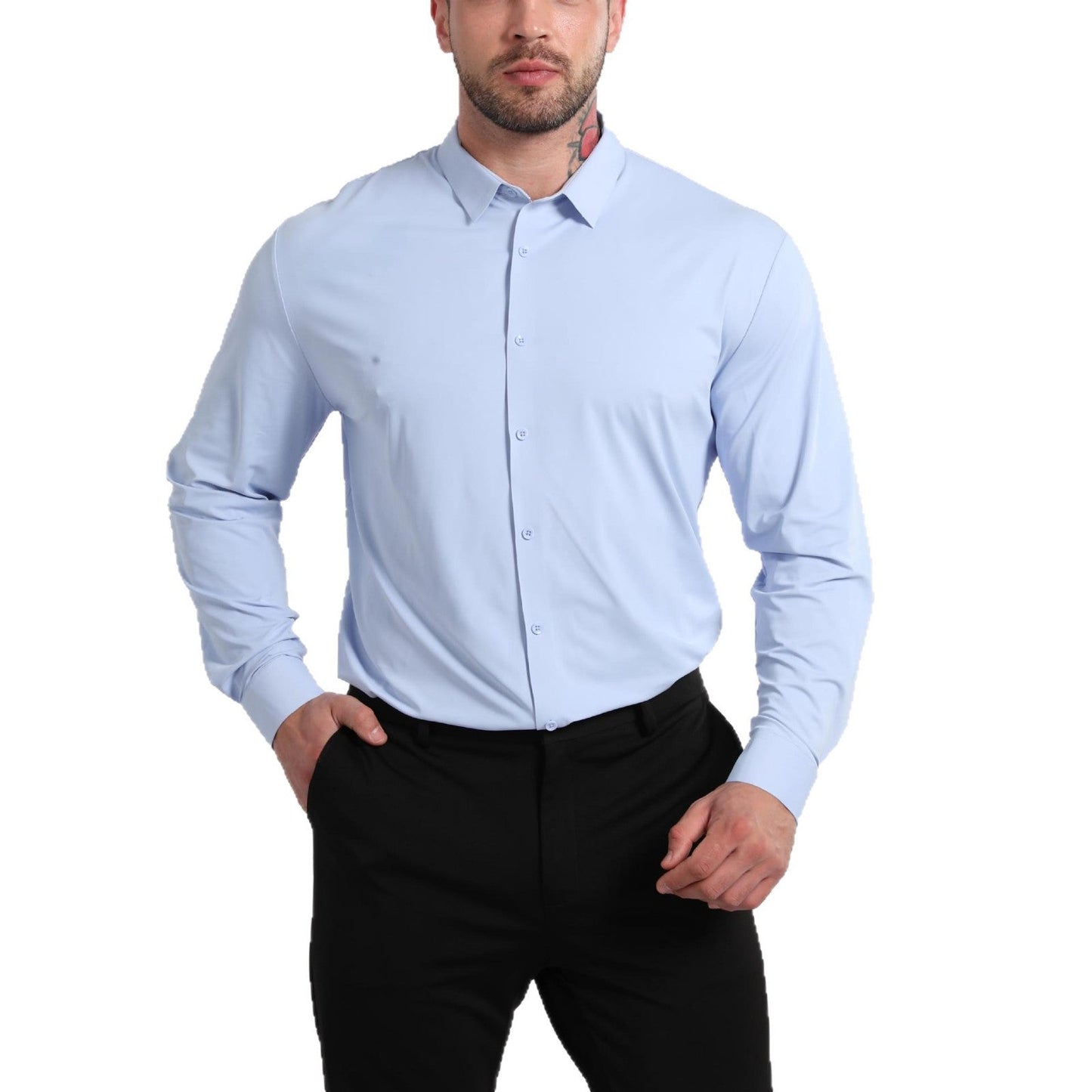 Men's Ice-Cool Silky-Smooth Wrinkle-Resistant Large-Size Shirt