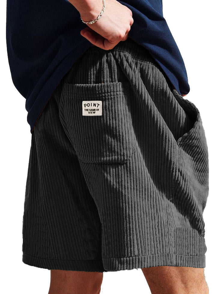 Men's Fashion Casual Corduroy Logo Embroidered Shorts 