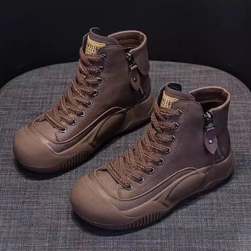 Hygo Women's Vintage Leather Comfort Ankle Boots
