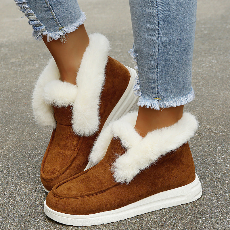Women's Cozy Fur-Lined Slip-On Ankle Boots