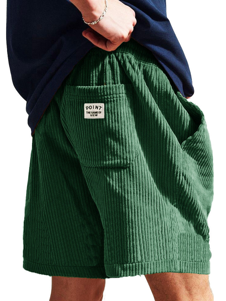 Men's Fashion Casual Corduroy Logo Embroidered Shorts 