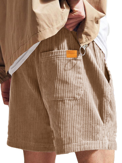 Men's Fashion Casual Corduroy Logo Embroidered Shorts 