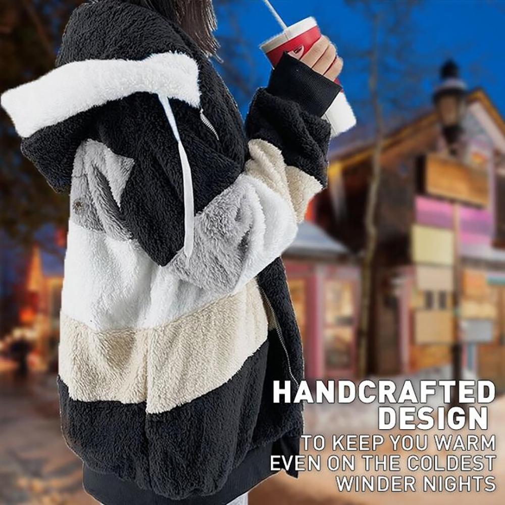 🎄CHRISTMAS HOT SALE🎁RCONTRASTING LAMB WOOL PADDED COAT