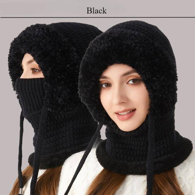 🔥Women's Plush-Lined Knitted Hood & Neck Warmer