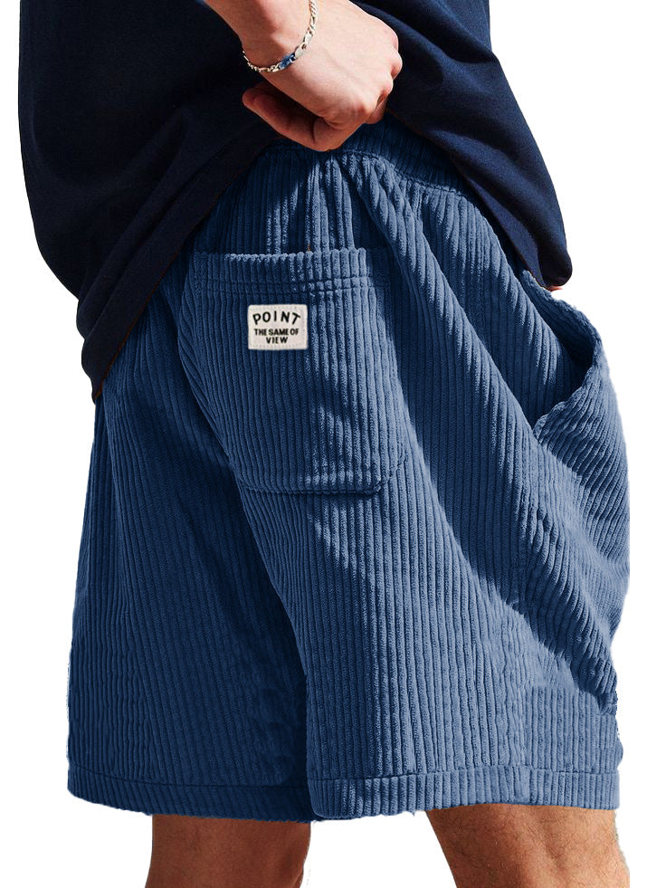 Men's Fashion Casual Corduroy Logo Embroidered Shorts 