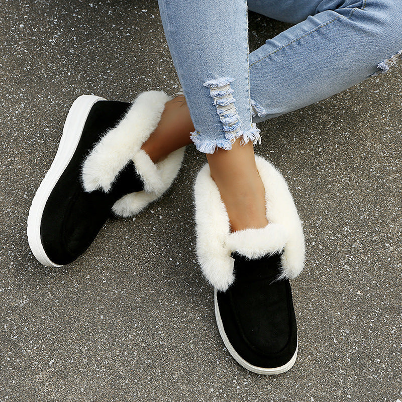 Women's Cozy Fur-Lined Slip-On Ankle Boots