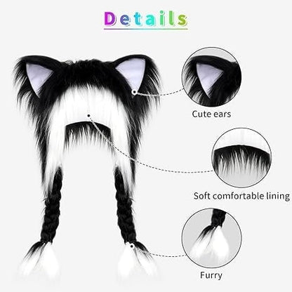 ⚡ Flash Sale – Fluffy Cat Ear Hat | Halloween & Christmas Cozy Plush Headwear