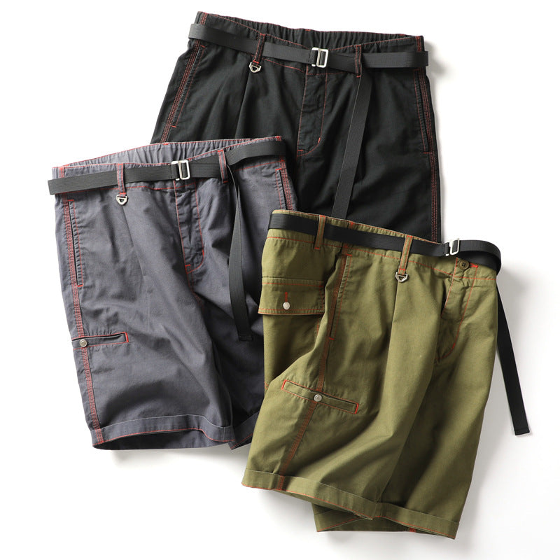 Hygosport Solid Color Casual Green Washed Cotton Lightweight Men's Shorts