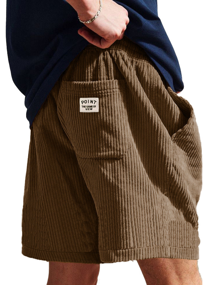 Men's Fashion Casual Corduroy Logo Embroidered Shorts 