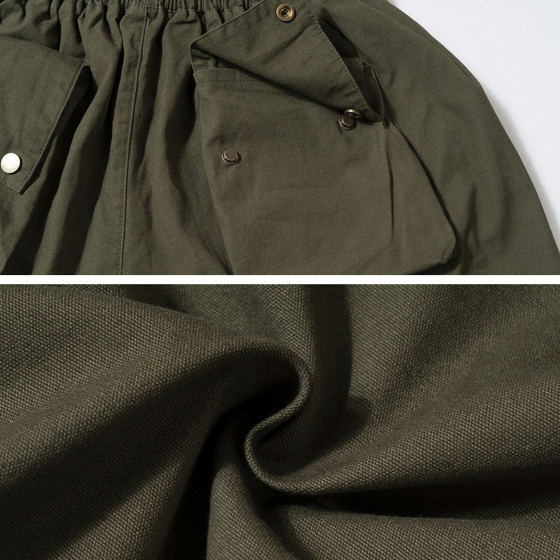 Hygosport Military Style Solid Color Three-dimensional Multi-pocket Functional Casual Men's Shorts