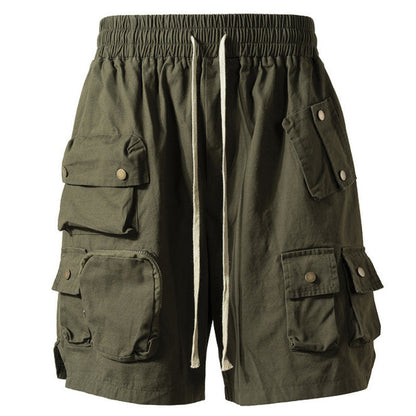 Hygosport Military Style Solid Color Three-dimensional Multi-pocket Functional Casual Men's Shorts