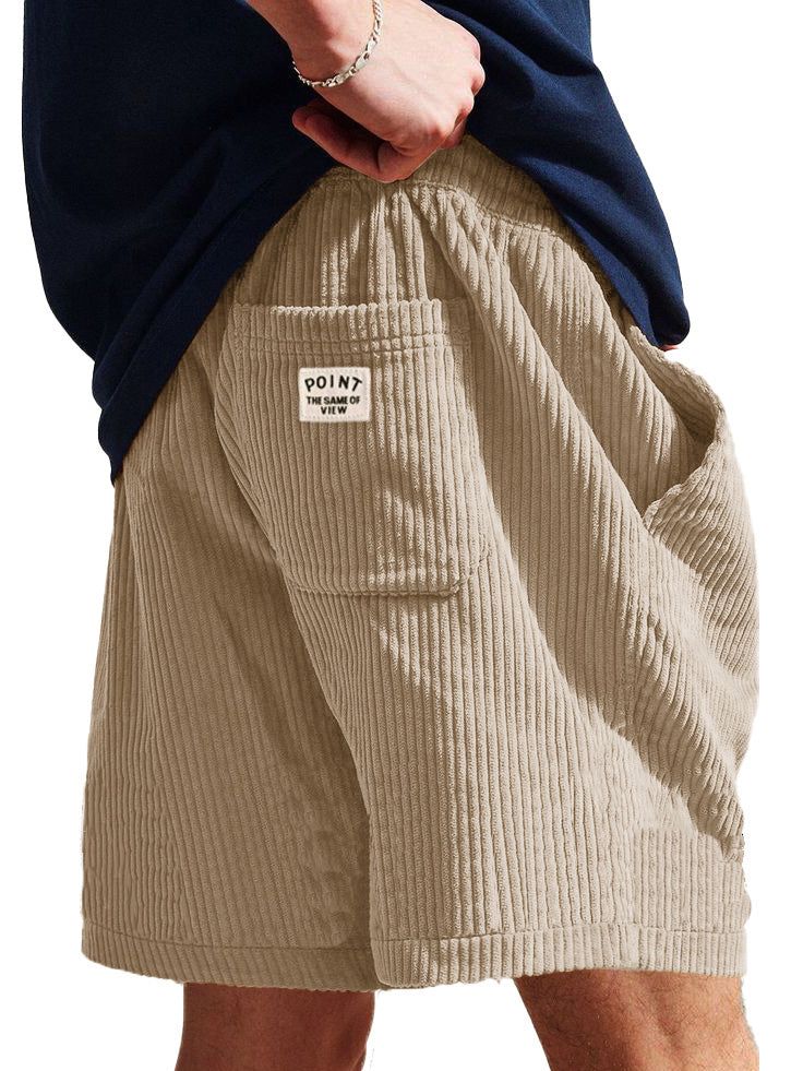 Men's Fashion Casual Corduroy Logo Embroidered Shorts 