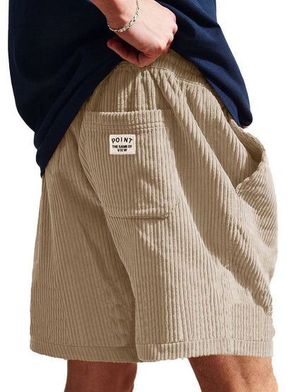 Men's Fashion Casual Corduroy Logo Embroidered Shorts 