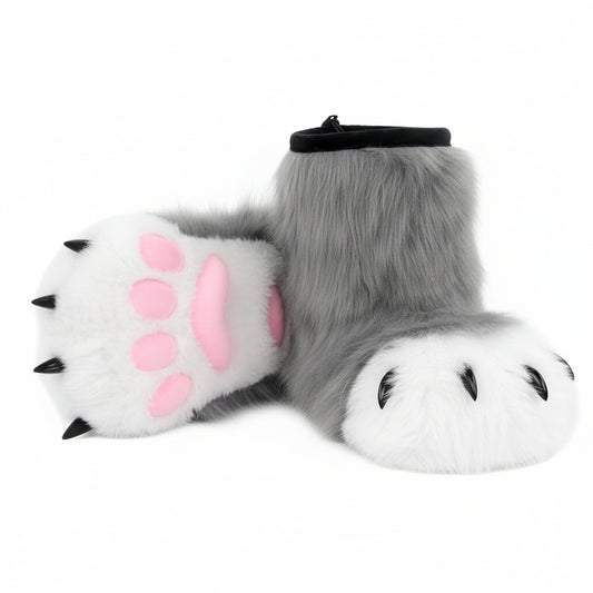 Furry Animal Paw Shoes For Halloween Cosplay Costume Accessories