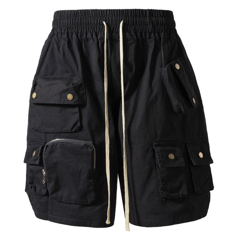 Hygosport Military Style Solid Color Three-dimensional Multi-pocket Functional Casual Men's Shorts