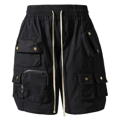 Hygosport Military Style Solid Color Three-dimensional Multi-pocket Functional Casual Men's Shorts