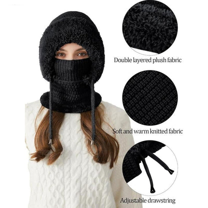 🔥Women's Plush-Lined Knitted Hood & Neck Warmer