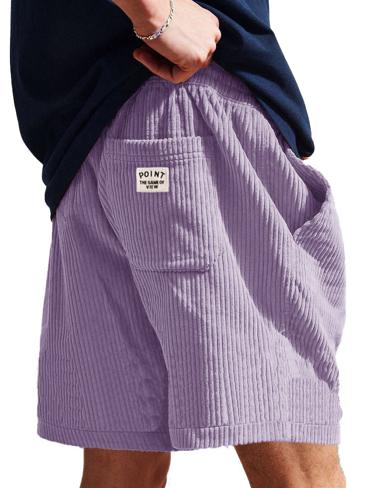 Men's Fashion Casual Corduroy Logo Embroidered Shorts 