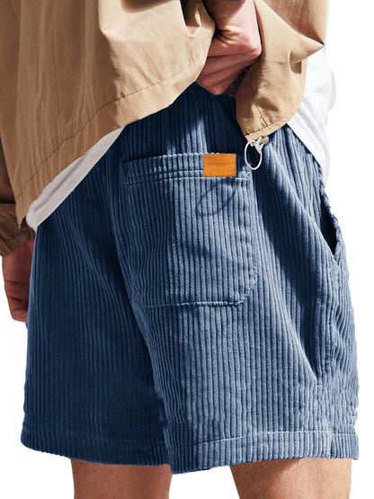 Men's Fashion Casual Corduroy Logo Embroidered Shorts 