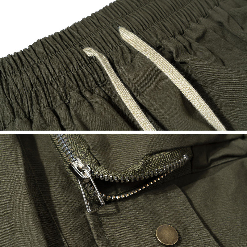 Hygosport Military Style Solid Color Three-dimensional Multi-pocket Functional Casual Men's Shorts