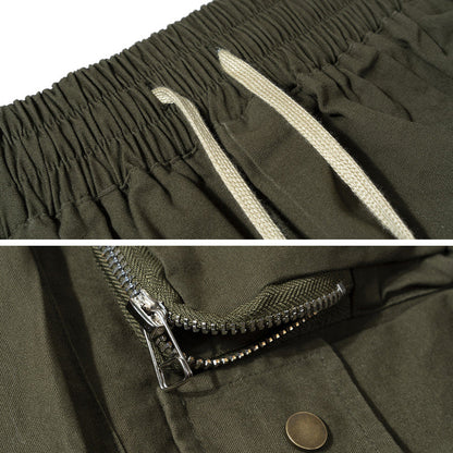 Hygosport Military Style Solid Color Three-dimensional Multi-pocket Functional Casual Men's Shorts