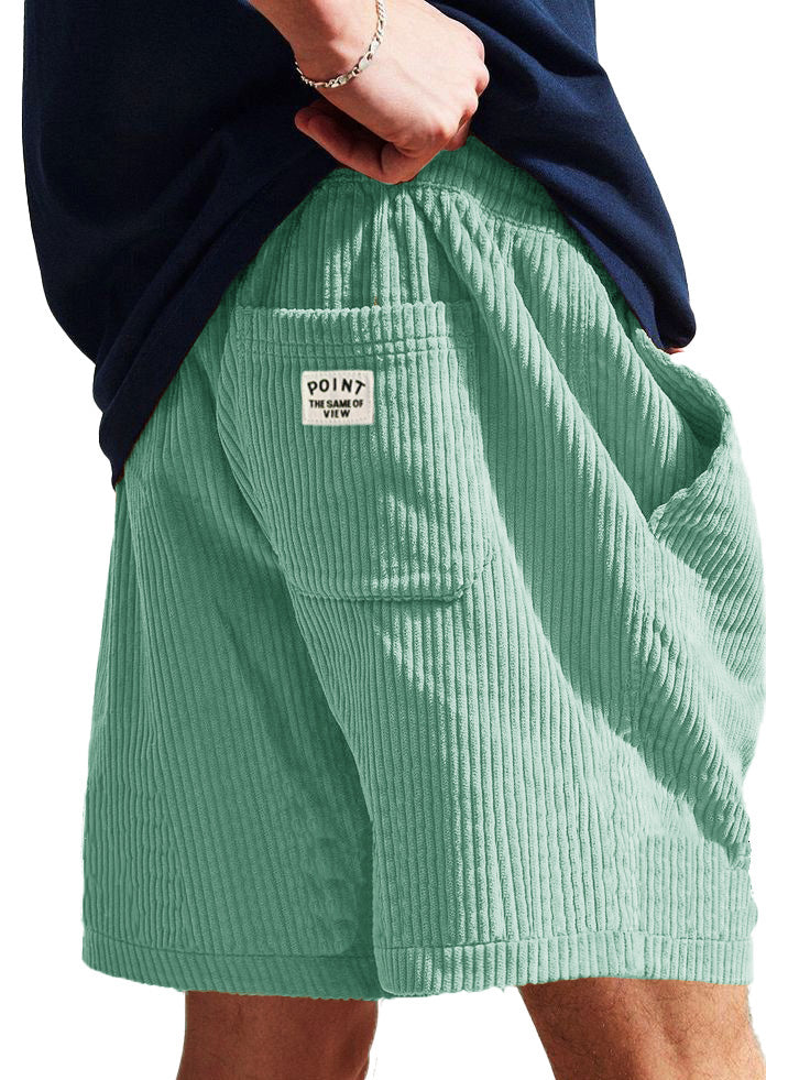 Men's Fashion Casual Corduroy Logo Embroidered Shorts 