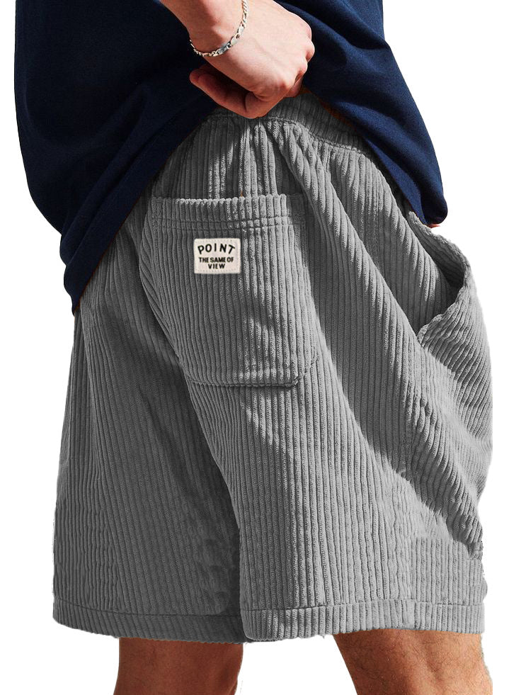 Men's Fashion Casual Corduroy Logo Embroidered Shorts 