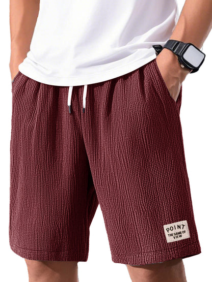 Men's Fashion Casual Short-sleeved Pleated Fabric Shorts