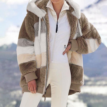 🎄CHRISTMAS HOT SALE🎁RCONTRASTING LAMB WOOL PADDED COAT