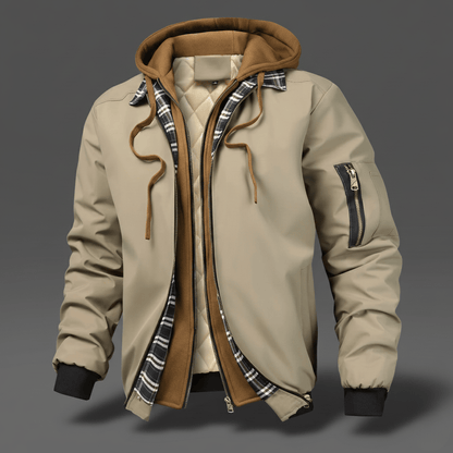 Dual-Layer Hooded Bomber Jacket