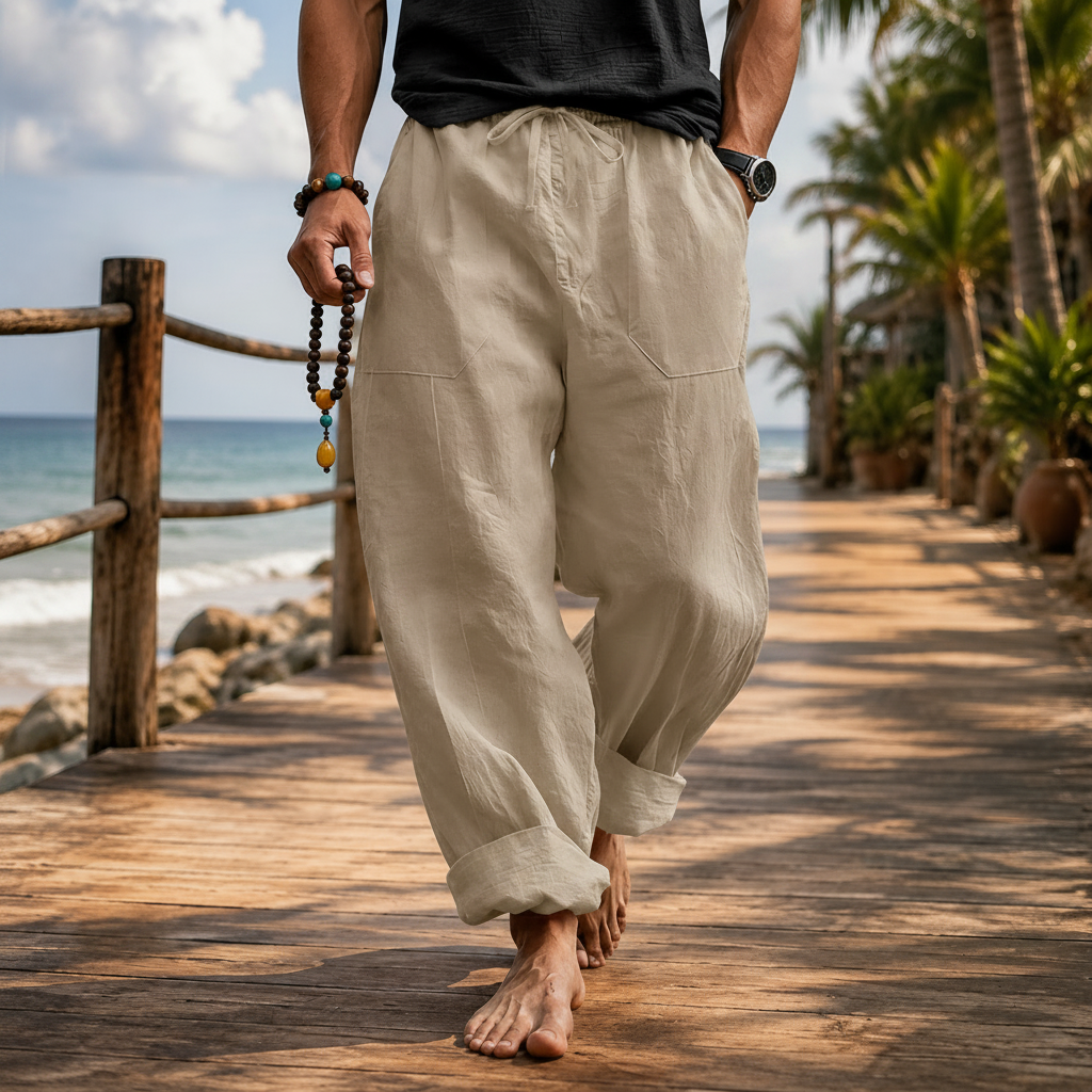 Men’s Linen Blend Loose Fit Pants