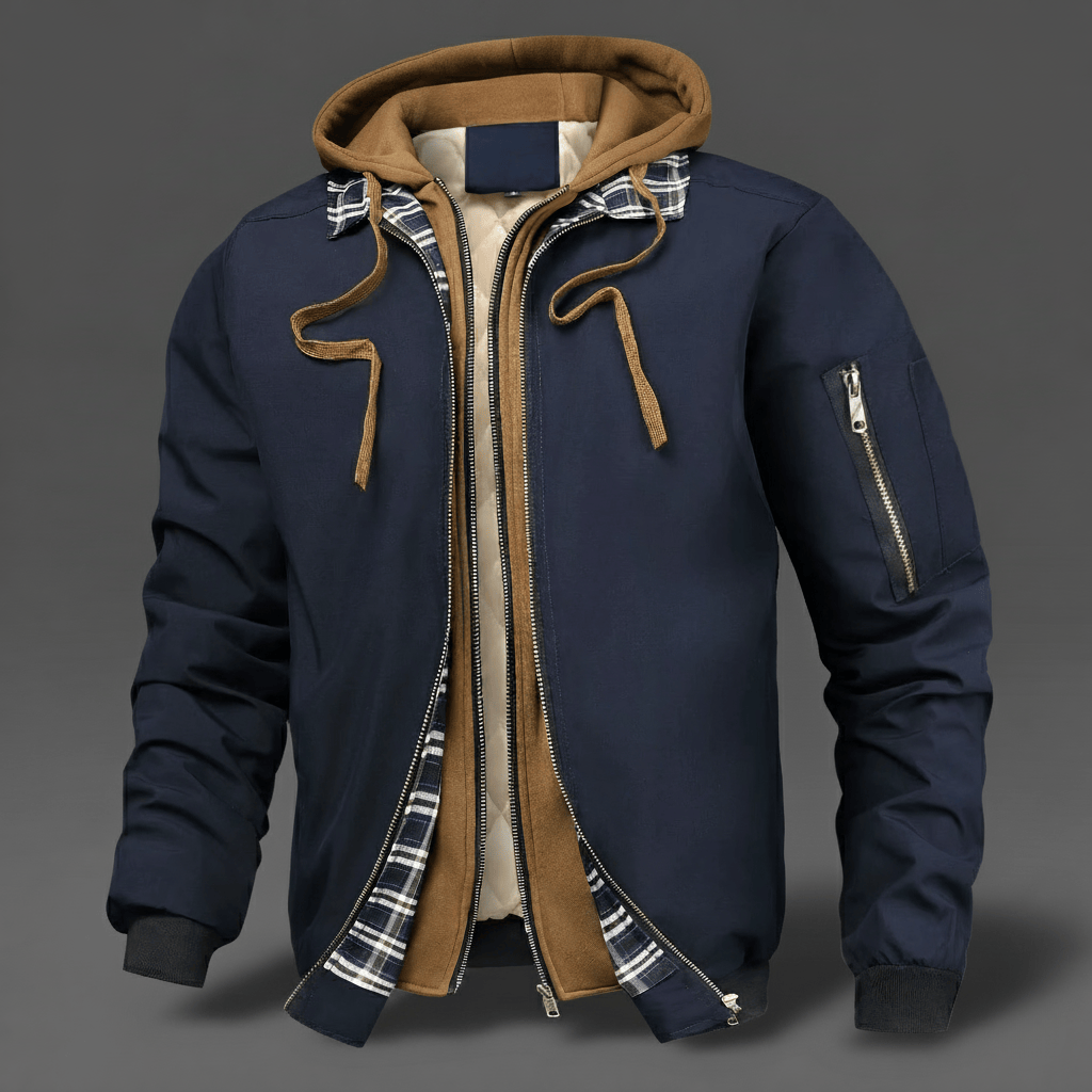 Dual-Layer Hooded Bomber Jacket