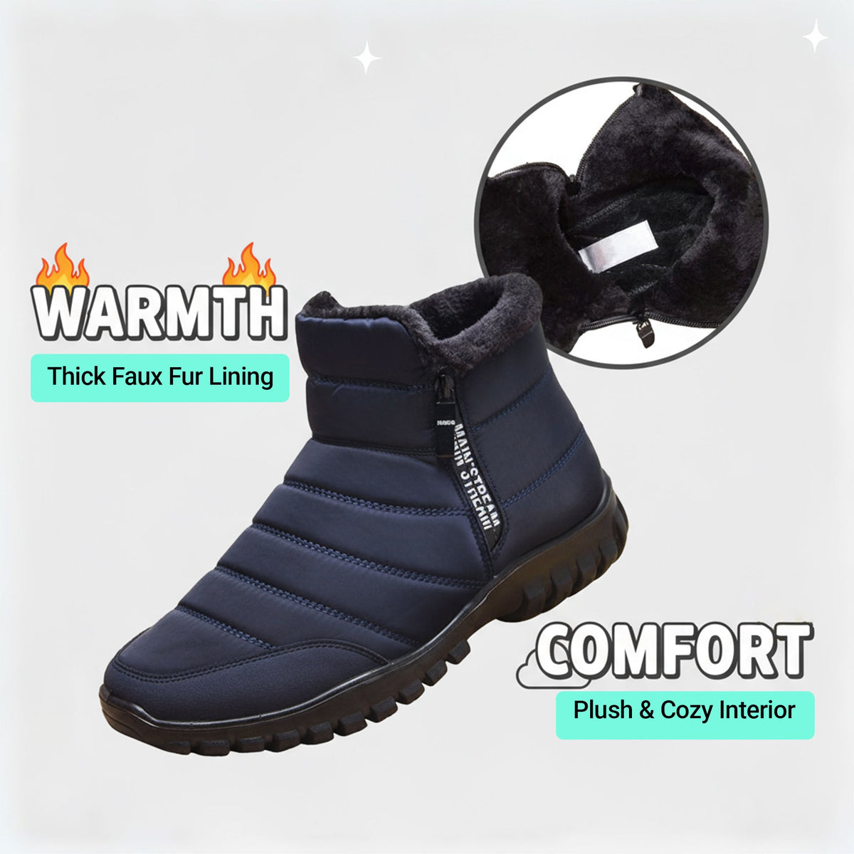 Thick Warm Cotton Zipper Shoes – Cozy Feet & Comfortable Fit