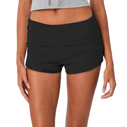 Women’s Foldable Waist Casual Shorts – Stretchy Drawstring Lightweight Summer Shorts
