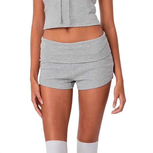 Women’s Foldable Waist Casual Shorts – Stretchy Drawstring Lightweight Summer Shorts