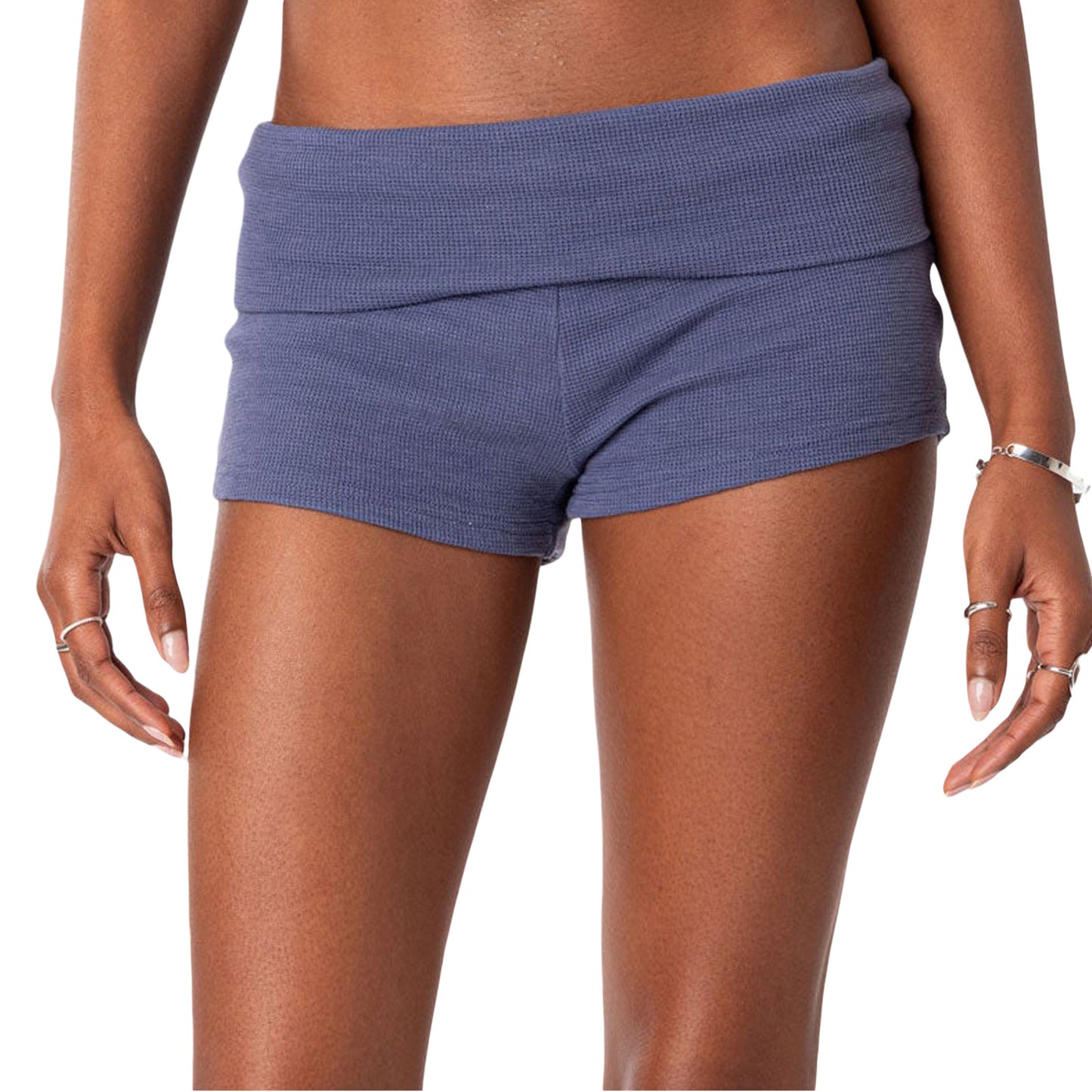 Women’s Foldable Waist Casual Shorts – Stretchy Drawstring Lightweight Summer Shorts