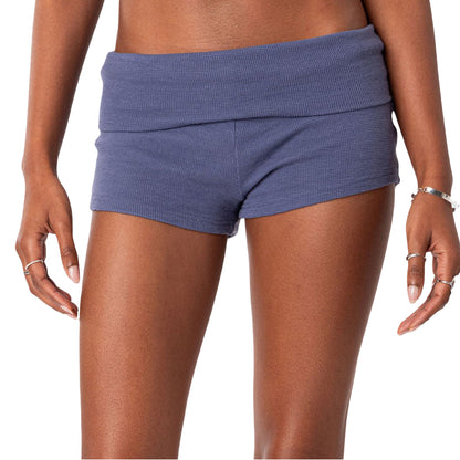 Women’s Foldable Waist Casual Shorts – Stretchy Drawstring Lightweight Summer Shorts