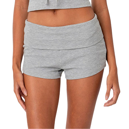 Women’s Foldable Waist Casual Shorts – Stretchy Drawstring Lightweight Summer Shorts