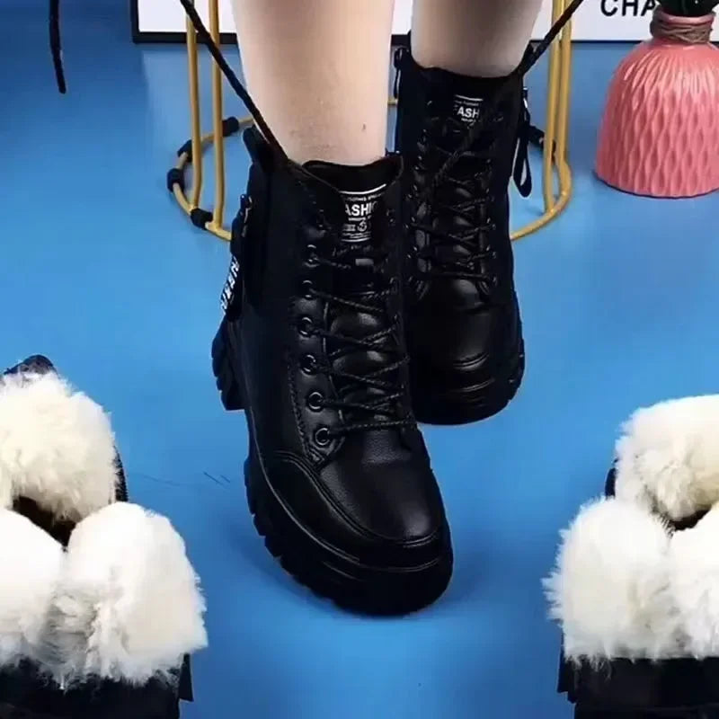 Women's Winter Fleece-Lined Platform Ankle Boots – Warm & Comfortable